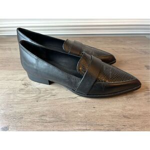 Pure Navy Pointy Toe Loafers Snake Pattern size 38 / 7.5 Black made in Spain